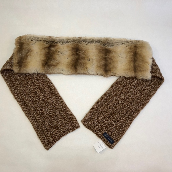 Faux fur and knit scarf, NWT - Picture 2 of 2